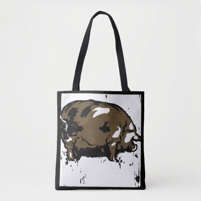 Victorian Woodcut Pig on Bag (Front)
