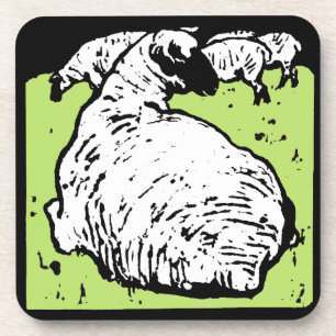 Victorian Woodcut Sheep On Coaster