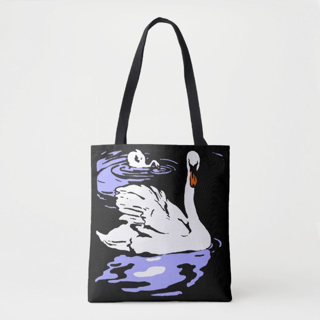 Victorian Woodcut Swans on Bag (Front)