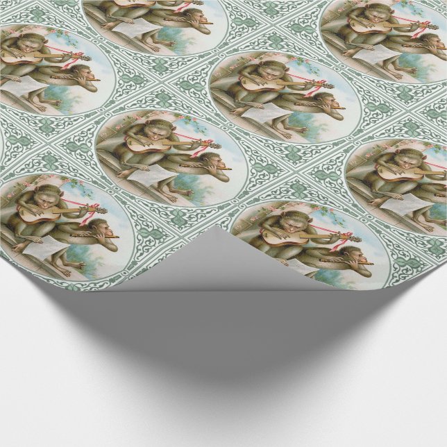 Victorian Wrapping Paper - Musical Monkeys (Corner)