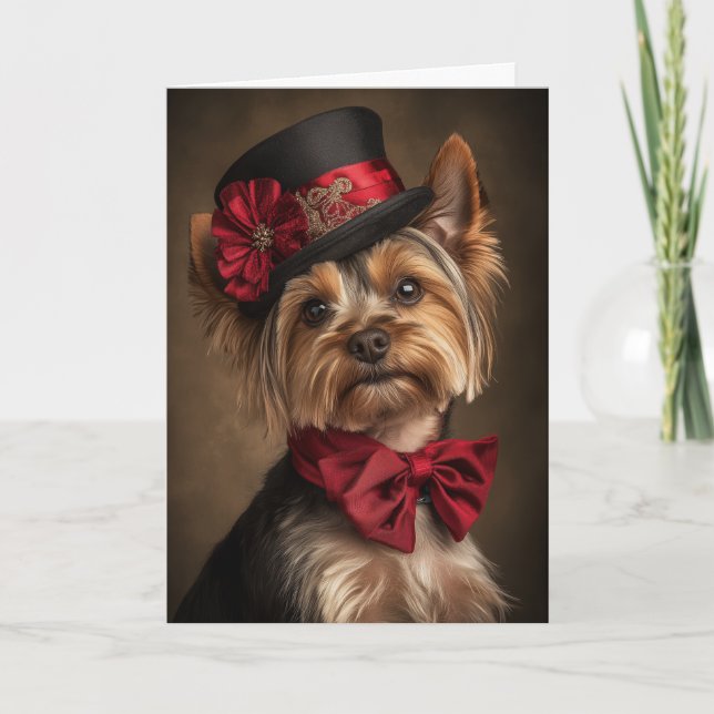 Victorian Yorkie Christmas Holiday Card (Front)