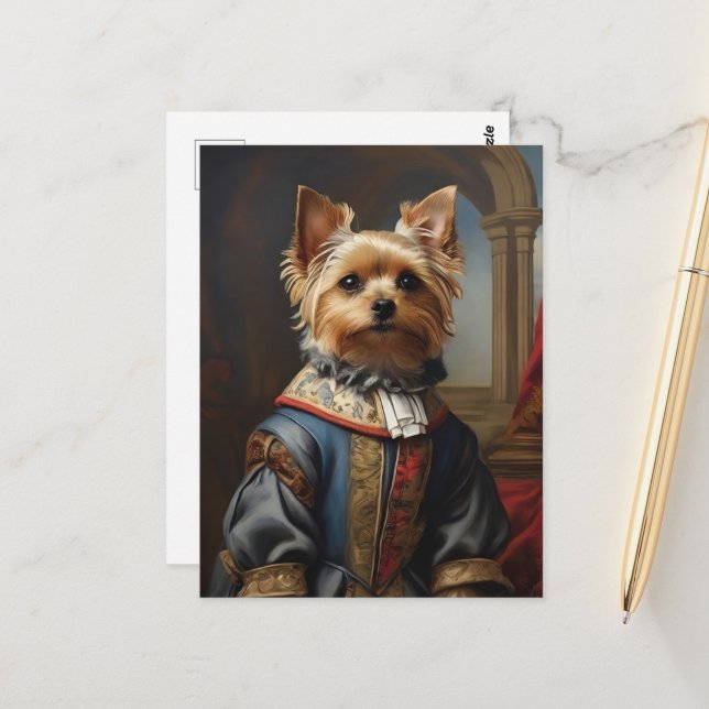 Victorian Yorkshire Terrier in Clothes Whimsical  Postcard (Front/Back In Situ)