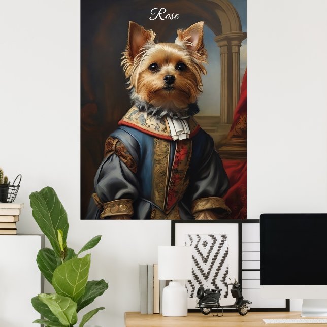 Victorian Yorkshire Terrier in Clothes Whimsical  Poster (Home Office)