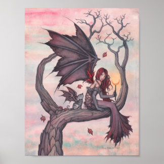 Victoria's Tree Gothic Autumn Fairy Art Poster
