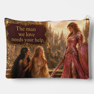 Victorious Pink Armored Female Knight Fantasy Accessory Pouch