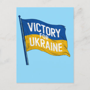 Victory for Ukraine Flag, Pro-Ukraine Patriot Art Postcard