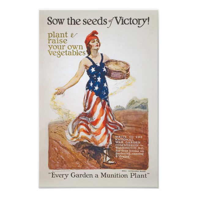 Victory Garden Liberty Sow Seeds WWI Propaganda Photo Print (Front)