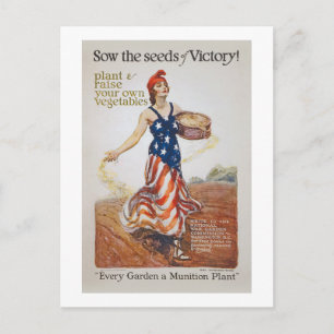 Victory Garden Liberty Sow Seeds WWI Propaganda Postcard