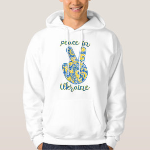 Victory gesture and lettering Peace in Ukraine Hoodie