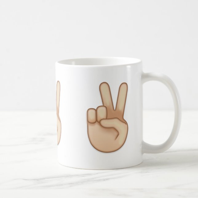 Victory Hand Emoji Coffee Mug (Right)