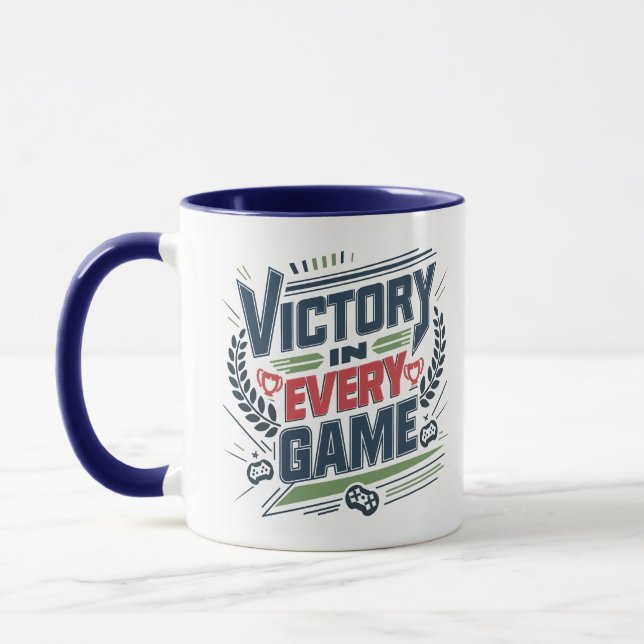 Victory in every game, gamer mug (Left)