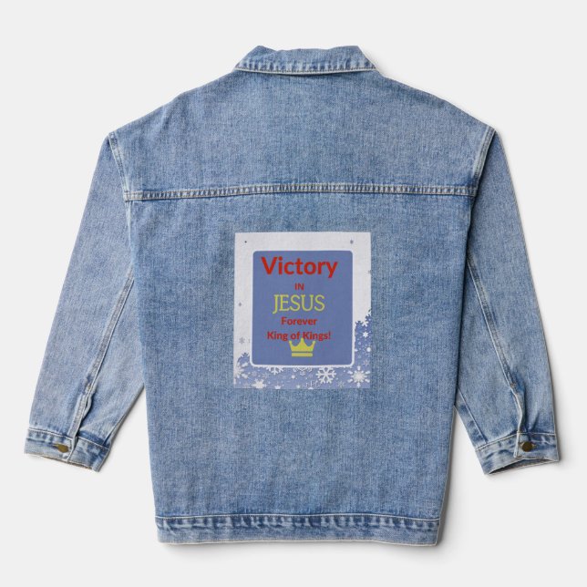 Victory In Jesus Denim Jacket (Back)