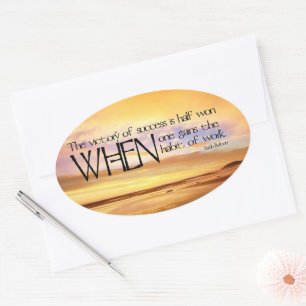 "Victory of Success" Inspirational Quote Oval Sticker