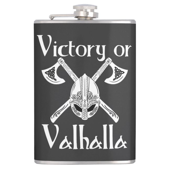 Victory or Valhalla - Helm and Axe Hip Flask (Front)