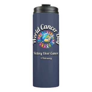 Victory Over Cancer. World Cancer Day. Thermal Tumbler