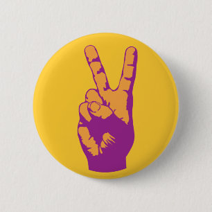 Victory, Peace and Harmony hand symbol 6 Cm Round Badge