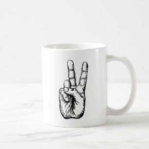 victory salute or peace sign coffee mug
