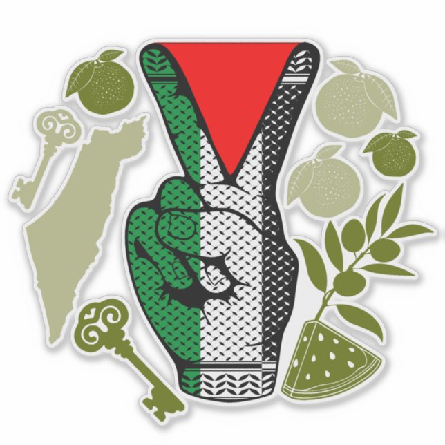 Victory Sign Hand Resistance Red Triangle Symbol (Front)