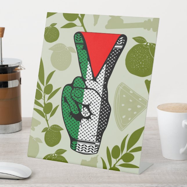 Victory Sign Hand Resistance Red Triangle Symbol (In SItu)