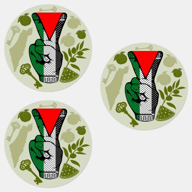 Victory Sign Hand Resistance Red Triangle Symbol (Group)