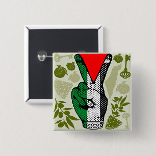 Victory Sign Hand Resistance Red Triangle Symbol 15 Cm Square Badge