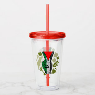 Victory Sign Hand Resistance Red Triangle Symbol Acrylic Tumbler