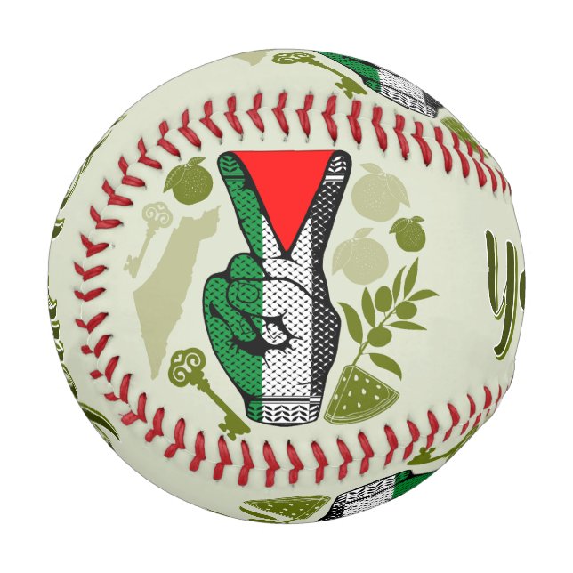 Victory Sign Hand Resistance Red Triangle Symbol Baseball (Front Left)