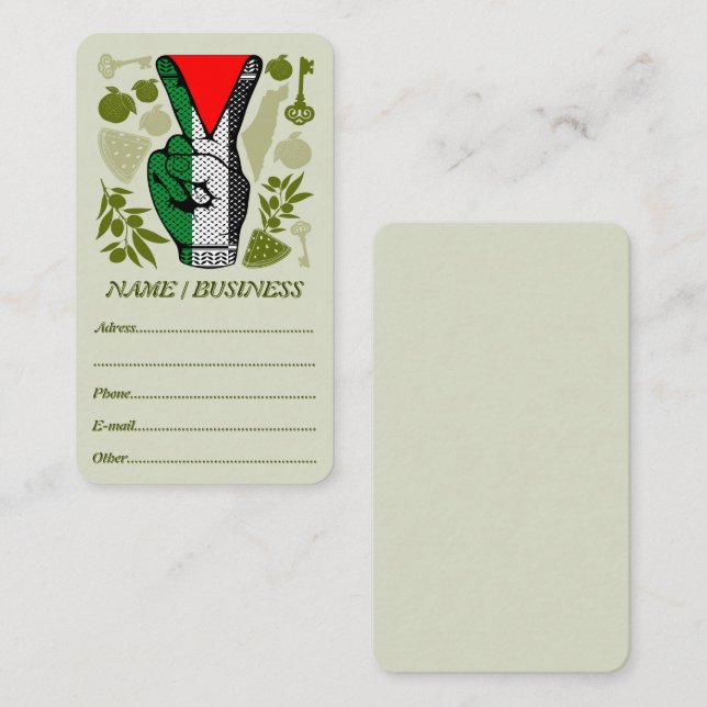 Victory Sign Hand Resistance Red Triangle Symbol Business Card (Front/Back)