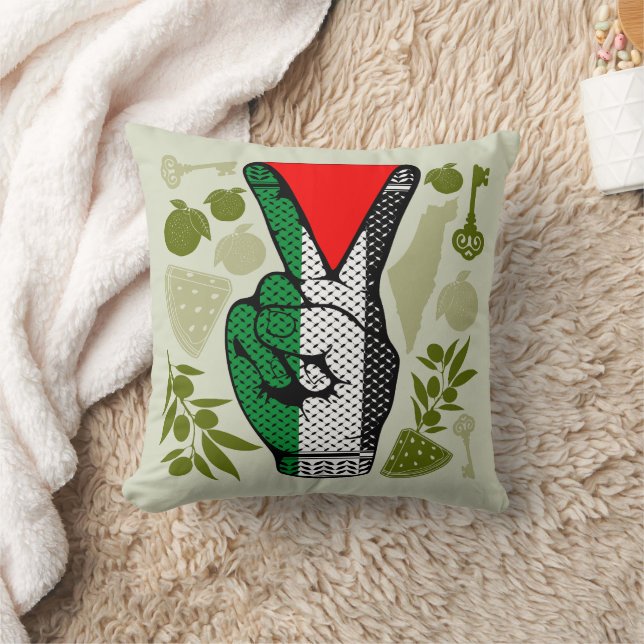 Victory Sign Hand Resistance Red Triangle Symbol Cushion (Blanket)