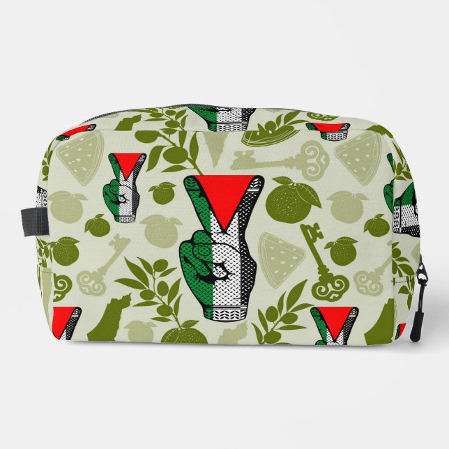 Victory Sign Hand Resistance Red Triangle Symbol Dopp Kit (Front)