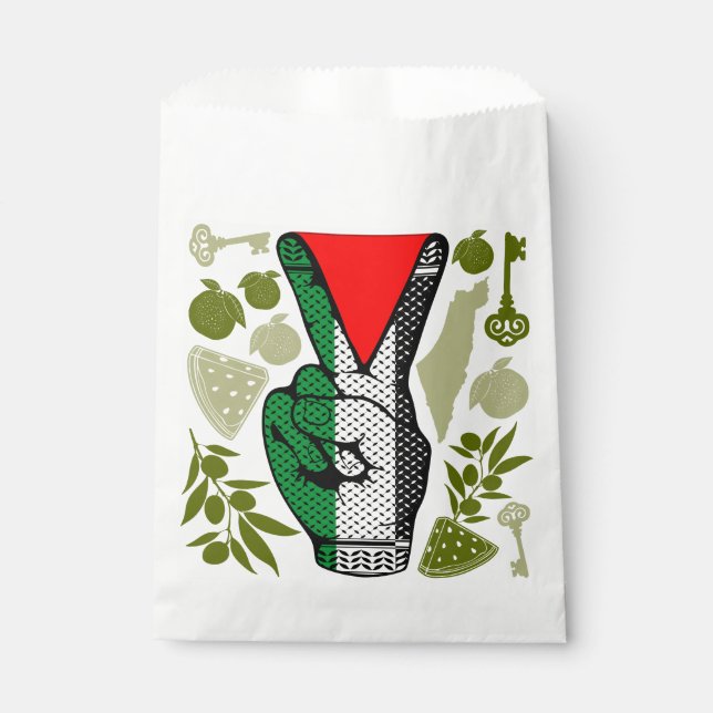 Victory Sign Hand Resistance Red Triangle Symbol Favour Bag (Front)