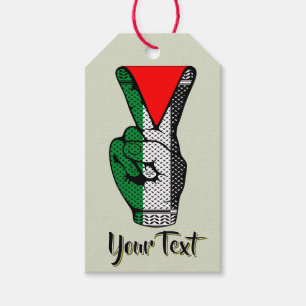 Victory Sign Hand Resistance Red Triangle Symbol Gift Tags