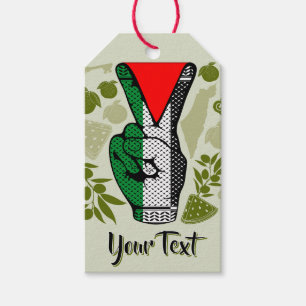 Victory Sign Hand Resistance Red Triangle Symbol Gift Tags