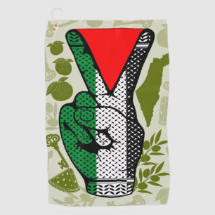 Victory Sign Hand Resistance Red Triangle Symbol Golf Towel