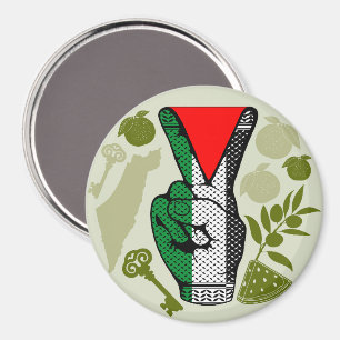 Victory Sign Hand Resistance Red Triangle Symbol Magnet