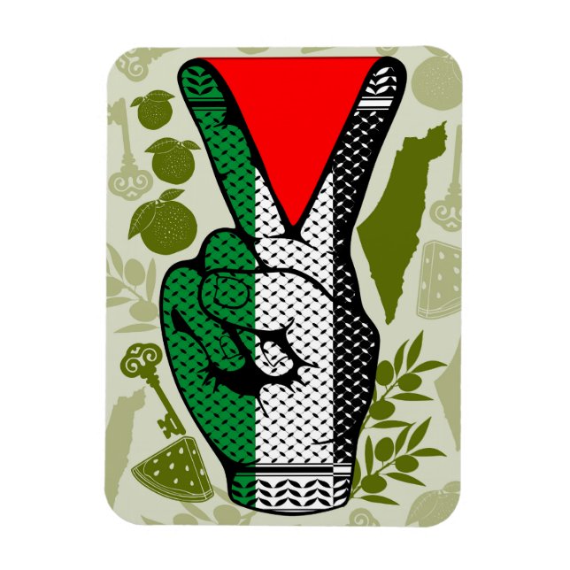 Victory Sign Hand Resistance Red Triangle Symbol Magnet (Vertical)