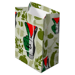 Victory Sign Hand Resistance Red Triangle Symbol Medium Gift Bag