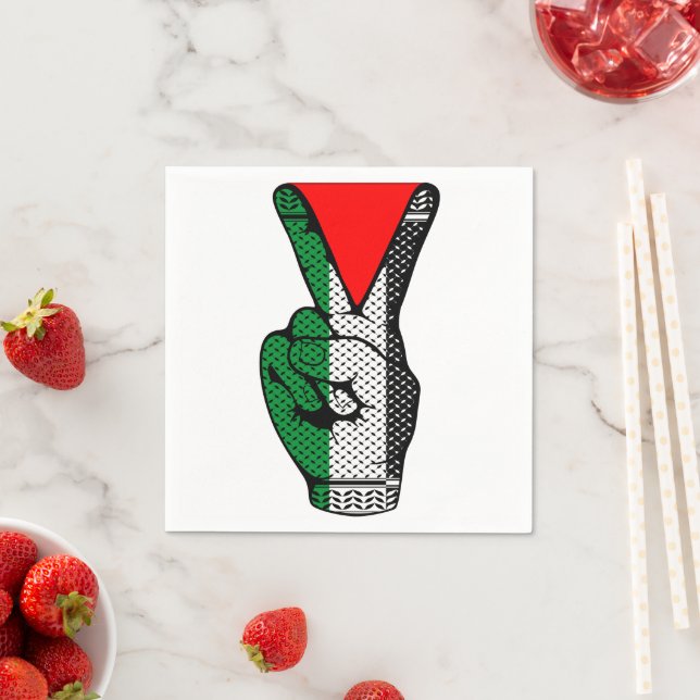 Victory Sign Hand Resistance Red Triangle Symbol Napkin (Insitu)