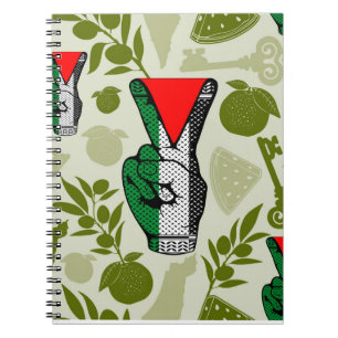 Victory Sign Hand Resistance Red Triangle Symbol Notebook