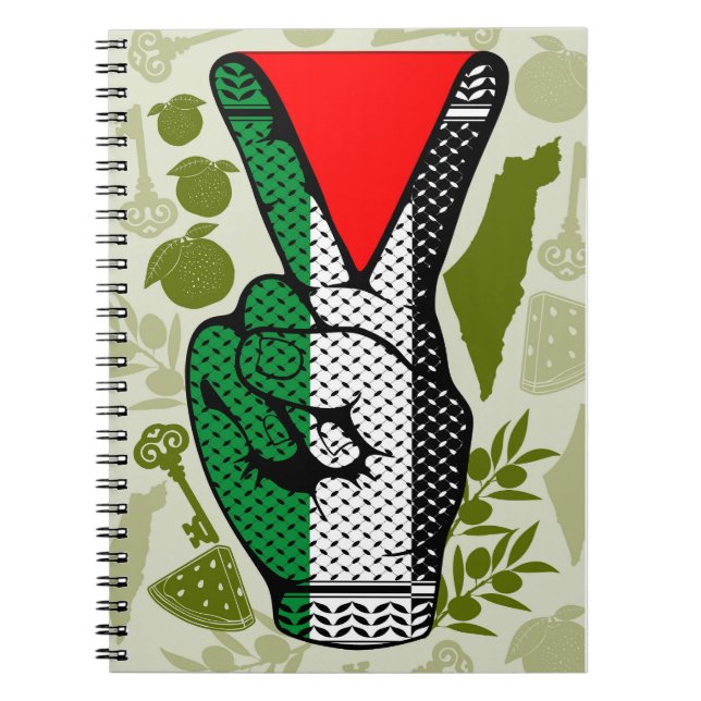 Victory Sign Hand Resistance Red Triangle Symbol Notebook (Front)