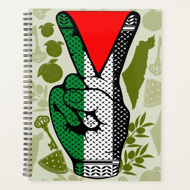 Victory Sign Hand Resistance Red Triangle Symbol Planner (Front)