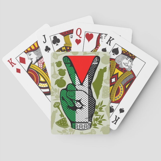 Victory Sign Hand Resistance Red Triangle Symbol Playing Cards (Back)