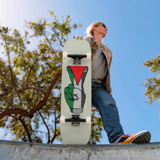 Victory Sign Hand Resistance Red Triangle Symbol Skateboard (Outdoor 1)