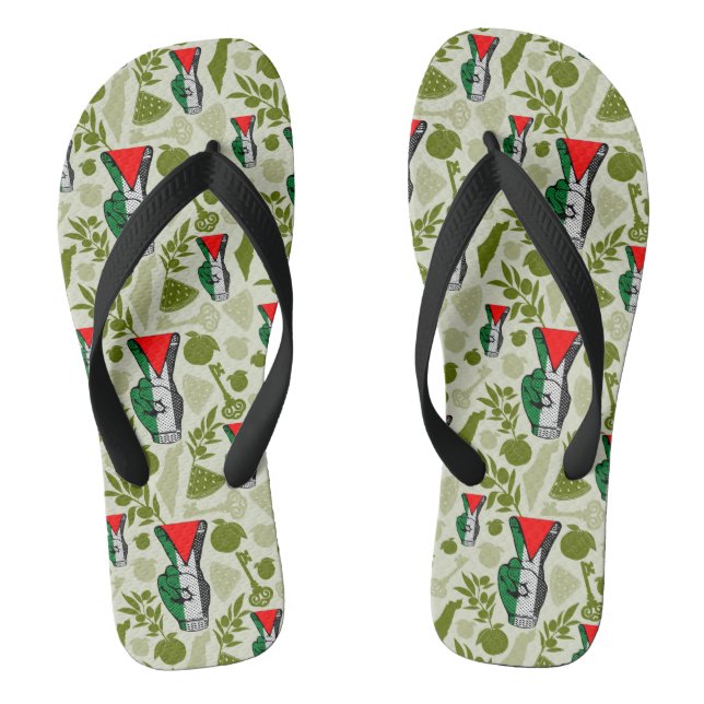 Victory Sign Hand Resistance Red Triangle Symbol Thongs (Footbed)