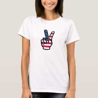 Victory Sign With American Flag T-Shirt