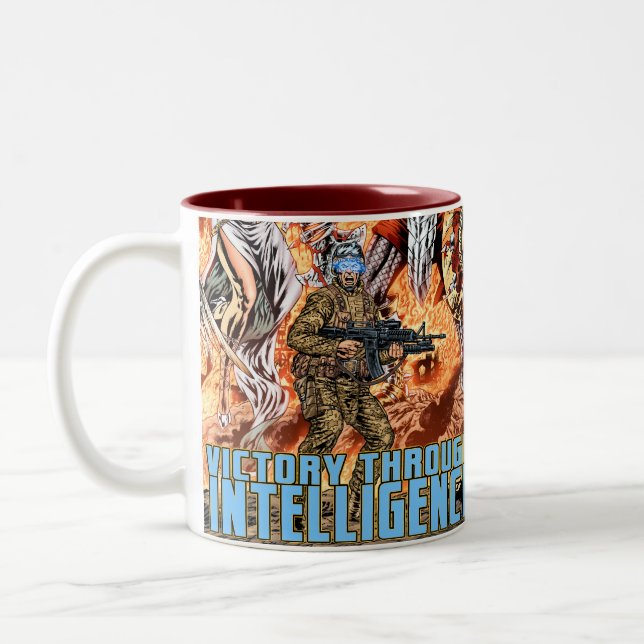Victory Through Intelligence by Al Rio Two-Tone Coffee Mug (Left)