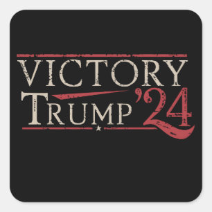 Victory Trump 24 Republican President 47 USA Square Sticker