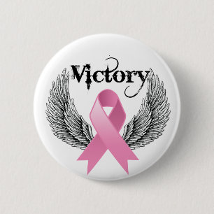 Victory Wings Breast Cancer 6 Cm Round Badge