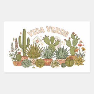 Vida Verde Cactus plants Rectangular Sticker