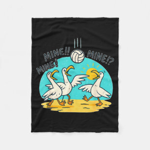 Vida Vibe Volleyball Funny Beach Seagulls Fleece Blanket